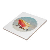 Kop op het strand tegeltje (Zijkant)