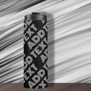 Kop Retro-moderne Naam of Woord Patroon Thermosbeker