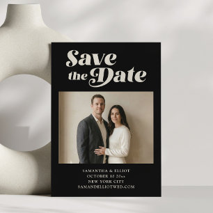 Kop Retro Typografie Zwart Wit Foto Bruiloft Save The Date