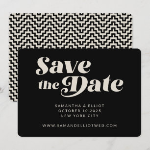 Kop Retro Typografie Zwart Wit Strak Huwelijk Save The Date