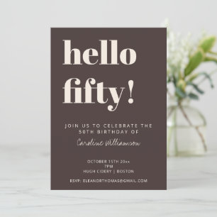 Kop Typografie Bruin Modern 50ste Verjaardagsfeest Kaart
