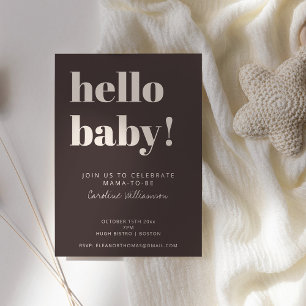 Kop Typografie Bruine Moderne Cute Baby Shower Kaart