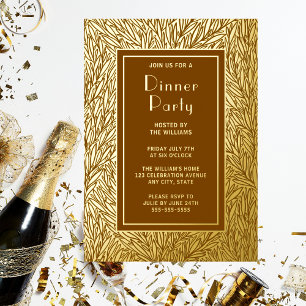 Kop Uitnodiging voor Eten Botaniek Elegant Goud