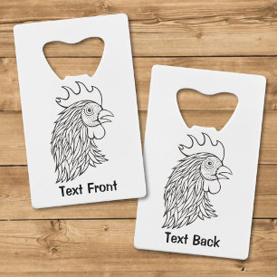 Kop van de Haan Lijntekening Kredietkaart Flessenopener