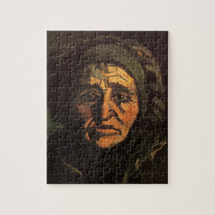 Kop van een boerin met kanten kap door Vincent van Legpuzzel