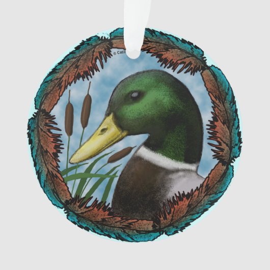 Kop van een wilde eend ornament (voorkant)