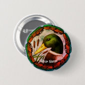 Kop van een wilde eend ronde button 5,7 cm (Voorkant /achterkant)