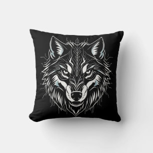Kop van wolf kunst kussen