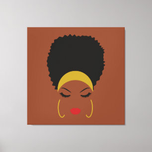 Kopband & Afro Puff Stretched Canvas afdrukken
