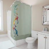 KOPELLI muzikant acrobaat + uw ideeën Douchegordijn (In situ)