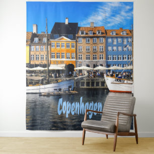 Kopenhagen Denemarken Hoofdstad Kanaal Huizen Nyha Wandkleed