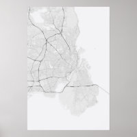 Kopenhagen, Denemarken Kaart. (Zwart op wit)