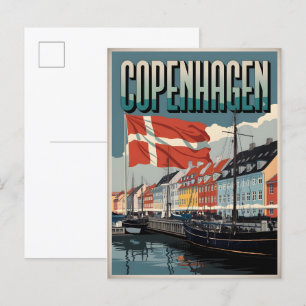  Kopenhagen Denemarken kleurrijke huizen geschenke Briefkaart