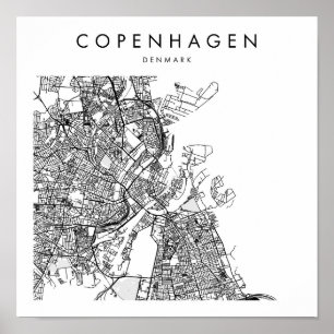 Kopenhagen Denemarken Minimale Modern Street Map Poster