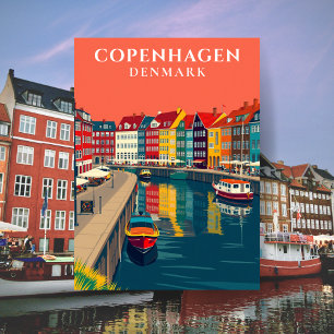 Kopenhagen Denemarken Nyhavn Kanaal Europa Reizen Briefkaart