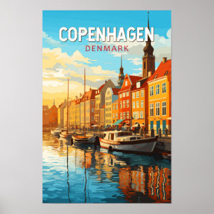 Kopenhagen Denemarken Reizen Kunst Vintage Poster