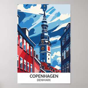 Kopenhagen Denemarken Retro Kunstwerk Reizen Poster