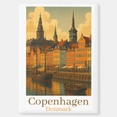 Kopenhagen Denemarken Retro Reizen Magneet (Voorkant)