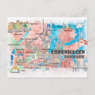 Kopenhagen Denemarken Schone Iconic City Map Briefkaart