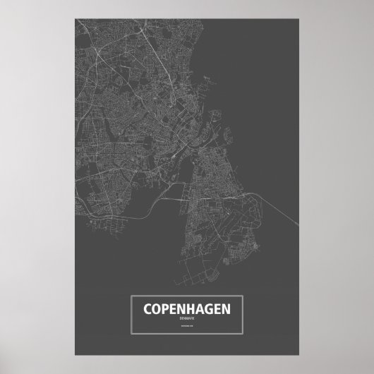 Kopenhagen, Denemarken (zwart wit) Poster (Voorkant)