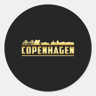 Kopenhagen Denmark City Skyline Cityscape Gift Ronde Sticker