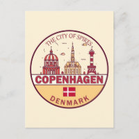 Kopenhagen Denmark City Skyline Emblem