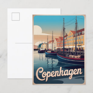  Kopenhagen kleurrijke huizen boten geschenken Briefkaart