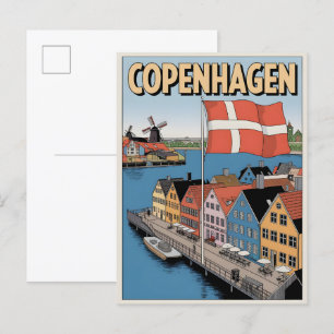  Kopenhagen kleurrijke huizen geschenken Briefkaart