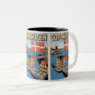 Kopenhagen kleurrijke huizen geschenken Tweekleurige Koffiemok