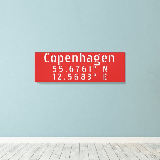 Kopenhagen Latitude Lengtegraad Canvas Afdruk (Insitu (Houten vloer))