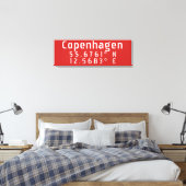 Kopenhagen Latitude Lengtegraad Canvas Afdruk (Insitu (Slaapkamer))