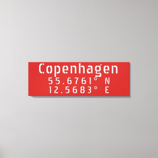 Kopenhagen Latitude Lengtegraad Canvas Afdruk (Voorkant)