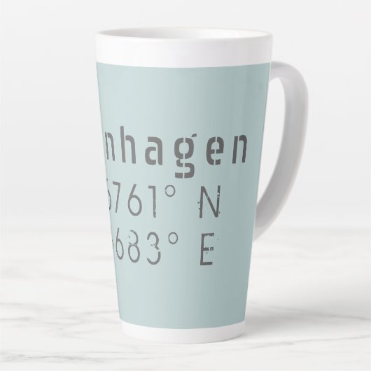 Kopenhagen Latitude Lengtegraad Latte Mok (Rechterhoek)