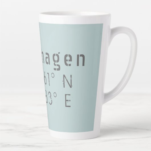 Kopenhagen Latitude Lengtegraad Latte Mok (Rechts)
