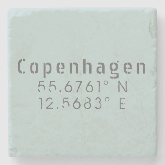 Kopenhagen Latitude Lengtegraad Stenen Onderzetter (Voorkant)
