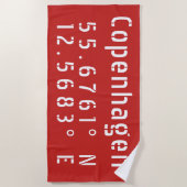 Kopenhagen Latitude Lengtegraad Strandlaken (Voorkant)