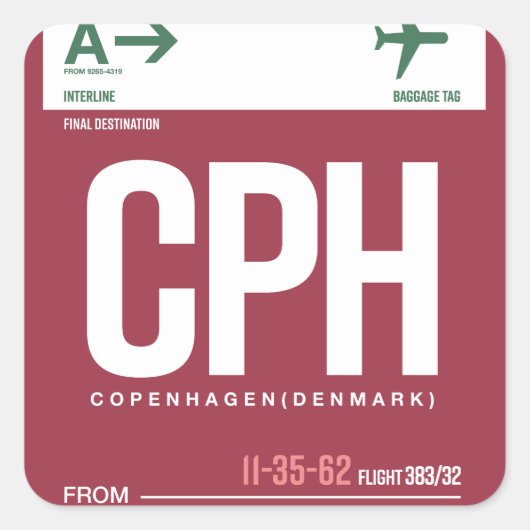 Kopenhagen - Travel Label Square Stickers (Voorkant)