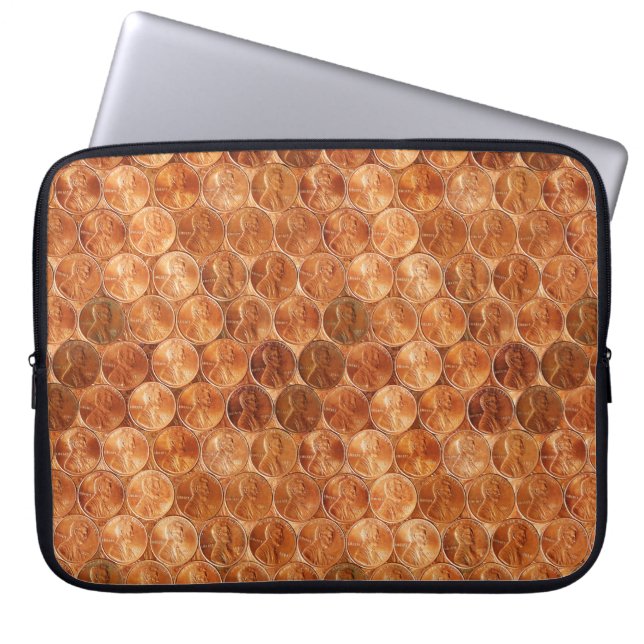 Koper Abraham Lincoln penny, 1 cent koper 15 inch Laptop Sleeve (Voorkant)