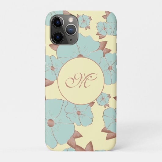 Koper Bleke Blauwgroen flora op parelgeel Case-Mate iPhone Case (Achterkant)