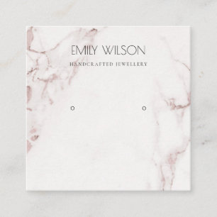 KOPER BLUSH PINK MARBLE STUD EARRING DISPLAY LOGO VIERKANTE VISITEKAARTJE