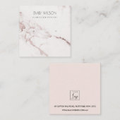 KOPER BLUSH PINK MARBLE STUD EARRING DISPLAY LOGO VIERKANTE VISITEKAARTJE (Voorkant / Achterkant)