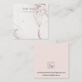 KOPER BLUSH PINK MARBLE STUD EARRING DISPLAY LOGO VIERKANTE VISITEKAARTJE (Voorkant / Achterkant)