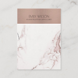 KOPER BLUSH PINK MARBLE TEXTURE KETTING VISITEKAARTJE