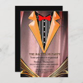 Koper/Brass Satin & Graphic Bachelor-uitnodiging (Voorkant / Achterkant)