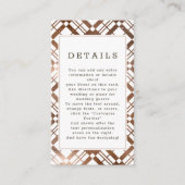 Koper Brons Folie Herfst Plaid Bruiloft Details Informatiekaartje (Voorkant)