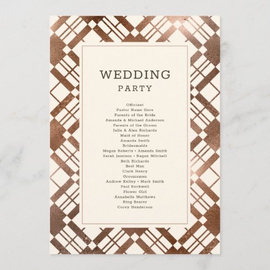 Koper Brons Rustieke Herfst Plaid Trouwceremonie Programma (Achterkant)