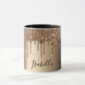 Koper bronzen glitter druppels naam script mok (Midden)