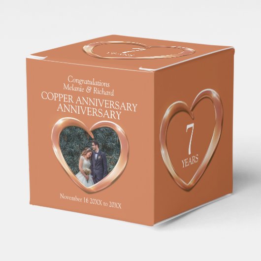 Koper bruiloft jubileum hart gunst doos bedankdoosjes (Voorkant Zijde)