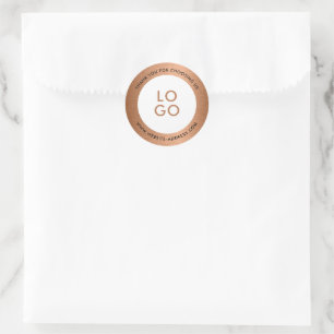 Koper Bruin Metallic Textuur Aangepaste Logo Ronde Sticker