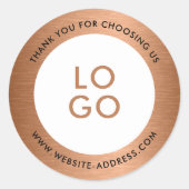 Koper Bruin Metallic Textuur Aangepaste Logo Ronde Sticker (Voorkant)